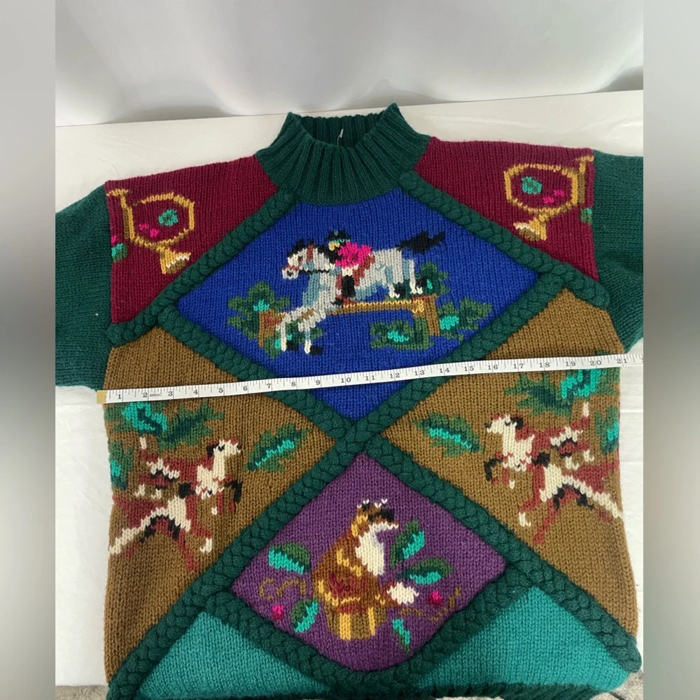 VTG Millers Sportif Equestrian Wool Sweater with Horse and Fox Motif - Picture 9 of 11